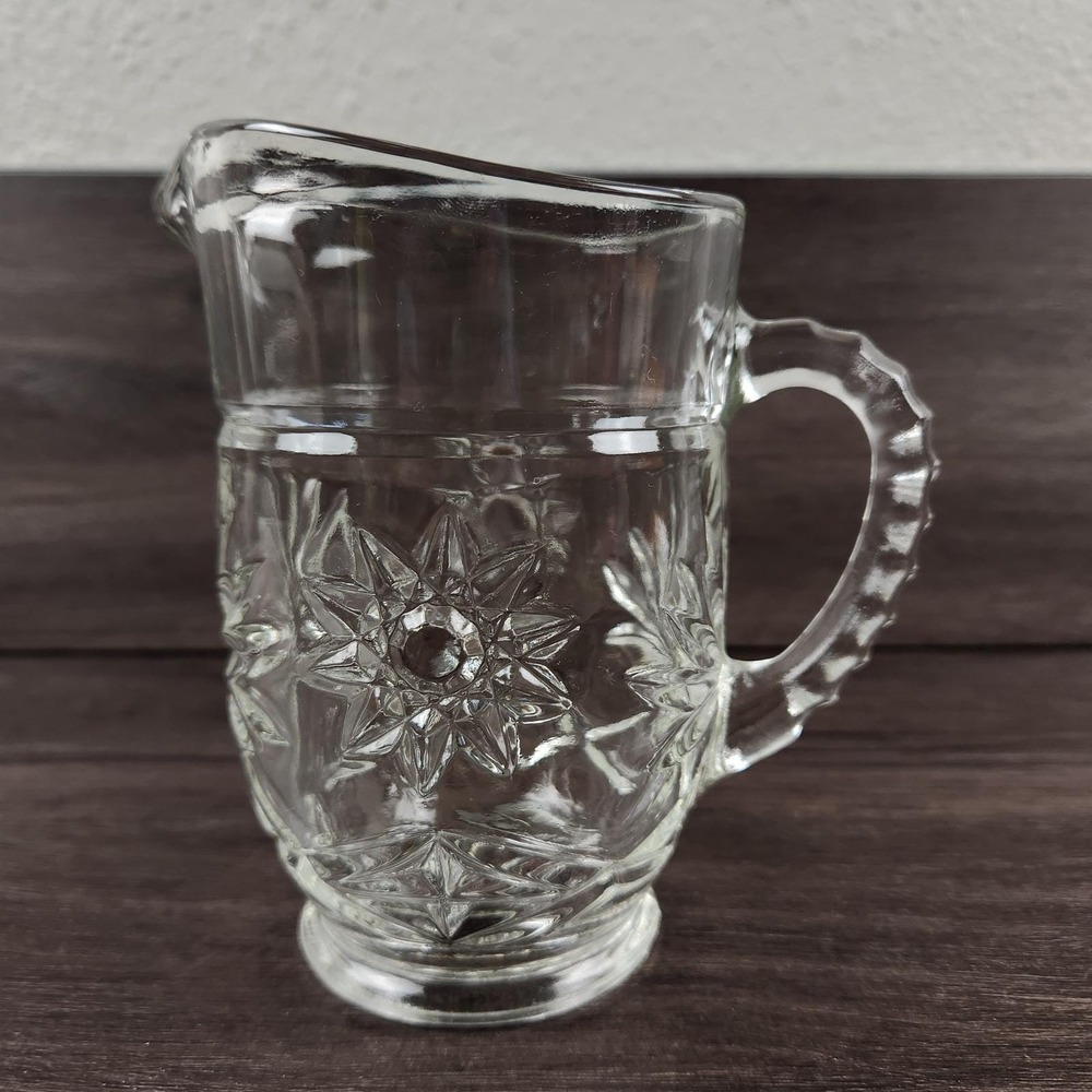 Vintage Anchor Hocking Pint Small Pitcher Starburst Star of David 5.5''